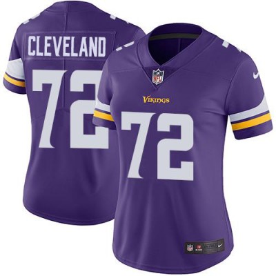 Nike Minnesota Vikings #72 Ezra Cleveland Purple Team Color Women's Stitched NFL Vapor Untouchable Limited Jersey